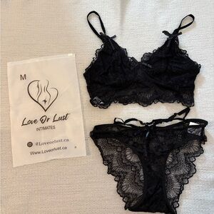 Black Lace Bralette and Panty Set